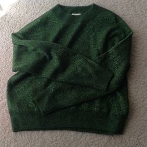 H&M green sweater with metallic thread